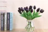 30pcs Tulipani in lattice Artificiale PU Bouquet di fiori Real Touch Fiori Decorazione per la casa e la festa nuziale Opzione 12 colori