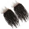 Bundle Cabelo Brasileiro Com Fecho de Renda Kinky Encaracolado Tece Mink Cabelo Remy Humano 3 PCS Barato Extensões Do Cabelo 1 pc fechamento