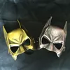 DHL Wysyłka Retro Maska Halloween Batman Masquerade Party Bat Eye Maska Hero Cosplay Kostiumy Gold and Silver One Size Fit dla większości dorosłych