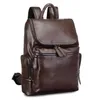 2017 Märkesdesigner män läder ryggsäck herrskolan ryggsäck väska bagpack mochila feminina svart brun resväska axelväska