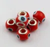 100pcs Evil Eye red Color Colored Glaze 5mm Big Hole Glass Beads Fit Charm Bracelet DIY Jewelry 14mm