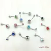 Hot Fashion Nombril Barres En Acier Inoxydable Boule De Cristal Barbell Incurvé Nombril Anneaux Corps Piercing Bijoux