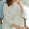 Mulheres Sleepwear Atacado - Outono Vintage Nightgowns Long Lace Drive Drive Dormir Camisetas Mulheres Sólidas Mulheres Confortável Nightgown Feminino #hh