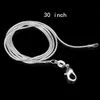 30 UNIDS / LOTE Nuevo Collar de Serpiente Llegado Para Las Mujeres Marca de Moda Plata de Ley 925 Largo Slivr Cadenas Collares 16-30 Pulgadas