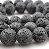 Wholesale-4mm 6mm 8mm 10mm 12mm Natural Black Volcanic Lava Stone Round loose Beads Gemstone agate beads 15.5" Pick Size