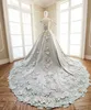 Luxury Embroidery Princess Wedding Dresses Glamorous Jewel-Neck Beaed Short Sleeves Wedding Gowns Elegant Handmade Flowers Wedding Dress