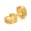Överraskande 18K guldmenser rostfritt stål runda kristallhoppörhängen för kvinnor örhängen märke mode smycken214y