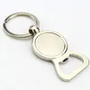 100pcs frete grátis / Lot New abridor de garrafas chaveiros Keyrings redondos Presentes liga de zinco Chaveiros Homens Mulheres Souvenirs Car Bag Pingente