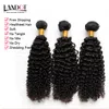 Indian Curly Hair Ocessed Indian Kinky Curly Human Hair Weave Bundlar 3pcs Lot 8A Grade Indiska Jerry Curls Hårförlängningar Naturlig Svart