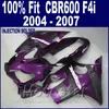Custom fairing 100%Injection molding for HONDA CBR 600 F4i fairings 2004 2005 2006 2007 body purple cbr600 f4i 04 05 06 07 ICSF