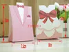 1000pcs/lot Free Shipping Big Pink Bride and Groom design sweet box candy chocolate boxes For Wedding party Favor gift