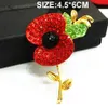 DHL Fedex EMS Express Darmowa wysyłka B728 Srebrny odcień Jasnoczerwony Austria Kryształy Poppy Flower Brooch Hurtowe makowe broszki