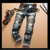 Moda nova masculina jeans legal dos homens angustiado rasgado designer em linha reta motocicleta motociclista causal calças jeans estilo streetwear