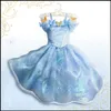 Samgami Baby Girls Cinderella Princess Party Dresses Kids Girl Cosplay Kostym Sundrar med Butterfly Decoration Sa0014 #