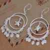 Fashion (Jewelry Manufacturer) 20 pcs a lot circle hanging heart earrings 925 sterling silver jewelry factory price Fashion Shine Earrings