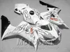 Frete grátis kit de carenagem para HONDA Injetoras CBR1000RR 06 07 CBR1000 RR 2006 2007 chamas pretas em carenagens de plástico branco definir VV76