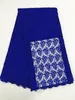 5Yller / PC Populär Royal Blue Flower Design Afrikanskt vattenlösligt spets Broderi Fransk Mesh Cord Lace för klänning BW141-5