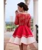 Sexy Half Sleeves Party Dresses Royal Blue Red See Through PLeats Ruffles Short Mini Formal Gowns Homecoming Graduation Dress