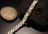 Charmant cadeau de qualité supérieure fait à la main 8 mm en acier inoxydable or argent bicolore plat bracelet à chaîne byzantine 8,66 '' style de mode