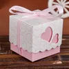 Scatole per matrimoni Scatole regalo Scatole per caramelle Scatole per cioccolatini fai-da-te portabomboniere 5 cm * 5 cm * 5 cm Cuore amore Nastro di seta Scatole per bomboniere Spedizione gratuita