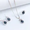 Ensembles de bijoux de chaîne de griffe de gemme ovale fine européenne et américaine collier goutte boucles d'oreilles anneau ensembles de trois pièces