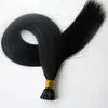 Pre Bonded I Tips Brasilianska Human Hair Extensions 50g 50Strands 18 20 22 24In # 1 / Jet Black Indian Hair Products