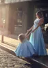 Romantic Sky Blue Ball Gown Flower Girl Dresses For Wedding Lace Floral Appliques Mother and Daughter Party girls pageant gowns3261513