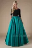 New Design Long Formal Black Green Modest Pom Dresses With Sleeves Satin Skirt Simple Elegant Teens Prom Party Gowns Custom Made