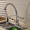 Chrome Solid Brass Kitchen Faucet Double Sprayer Vessel Sink Mixer Tap Deck Mounted Sinlge Handle