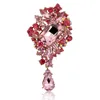 3.5 Inch Pink Rhinestone Crystal Diamante Dangle Wedding Drop Brooch Bridesmaid