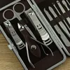 12pcs Manicure Set Pedicure Scissor Tweezer Knife Ear Pick Utility Nail Clipper Kit Stainless Steel Nail Care Tool Set287H