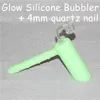 Popolari Narghilè Silicon Rigs Hammer Bubbler Glow in dark silicon oil dab rig con Clear 4mm 18.8mm chiodi al quarzo maschio Nettare di silicone