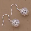 Fashion Pretty Explosion models in Europe and America Fashion Shine Hollow Ball 925 Silver Earrings silver earrings 1237