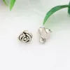 200 stks legering rose bloem charms hangers voor sieraden maken oorbellen ketting DIY accessoires antiqued zilver 7x8x9mm