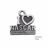 Free shipping New Fashion Easy to diy 30Pcs Alphabet I Love Nascar Charm Hollow Heart Charm Jewelry jewelry making fit for necklace or brace