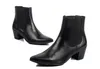 Empfehlen !! Herren Spitzschuh High Heel Schuhe Vollnarbenleder Reitstiefel Winter Martin Stiefeletten Heighten Schuhe Designerschuhe