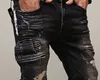 Männer neuer Sport Großhandel- Gestaltetes Loch gerade schlanker Fit Biker Jeans Hosen Jeanshose Klassiker 2016 Mode 2024 Neu