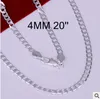 Gros-Hot Sale Mens Silver Chain Collier Multi-taille 925 Sterling Silver 4mm Colliers Bijoux De Mode Garçon Chaînes Cadeaux De Noël SPCN132