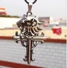 Nowy Vintage Skórzany przewód Titanium Ze Stali Nierdzewnej Lion Head Cross Wisiorek Naszyjnik Mężczyźni Moda Xmas Gifts 10szt