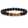 Bracciale Chakra in pietra lavica nera oro argento moda Bracciale diffusore olio essenziale aromaterapia per donna uomo