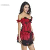 Dames Sexy Retro Gothic Corset Jurk Satijn Kant Ruffles Rits Vintage Corset Jurk Zwart Corsetten Bustiers Shapewear