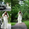 Vintage Inspired Gatsby Wedding Gowns Charmeuse and Lace Empire Waist Spaghetti Strap Custom Made Plus Size Maternity Bridal Dress
