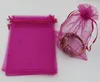 100st Rose Red Organza Jewelry Gift Pouch Påsar för bröllopsfavorer, pärlor, smycken 7x9cm 9x11cm 13 x 18 .17x23cm. 20x30cm (316)