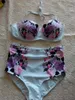 Sexy High Waisted Swimwears National Flower Of China Printed Monokini Push Up Beach Cover Ups Bathing Swimsuit