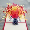 3D 수제 종이 잘라주고 입체 인사말 카드 접는 유형 창조적 인 즐거운 화분 꽃 중국 민족 공예품 카드 선물