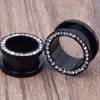 mix 4-16mm 64 stks veel roestvrij staal zwart kristal oordopjes body piercing sieraden oor vlees tunnel295f