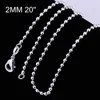 Women's 2mm Balls chains 16'' 18'' 20'' 22'' 24'' Short Long Fit Charms necklaces 925 sterling silver c002