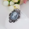 Rétro élégant victorien reine dame camée broche Antique argent plaqué belle fleur pas cher broche broches femmes cadeau