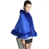 Gros-2015 Mode Femmes V Cou Fausse Fourrure Poncho Manteau Pleine Manches Chauve-Souris Lâche Hiver Dames Élégant Outwear Solide Couleur Femmes