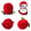 Novelty Red Rose Ring Box For Engagement Wedding Earrings Pendants Jewelry Case